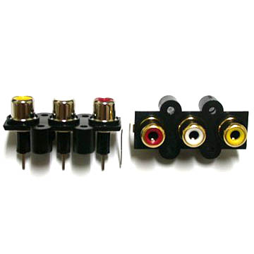 8710-3LH RCA JACK 3PORT 4PIN VERTIVAL 4 LOCK HOLD